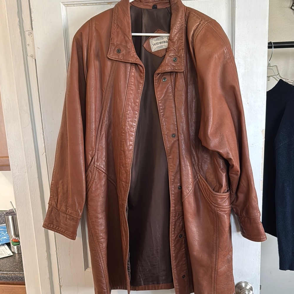 Vintage Brown Leather Coat